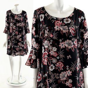 90s Floral Dress,Dark Boho Dress,Flapper Inspired Dress,Bohemian Floral Dress,Wh